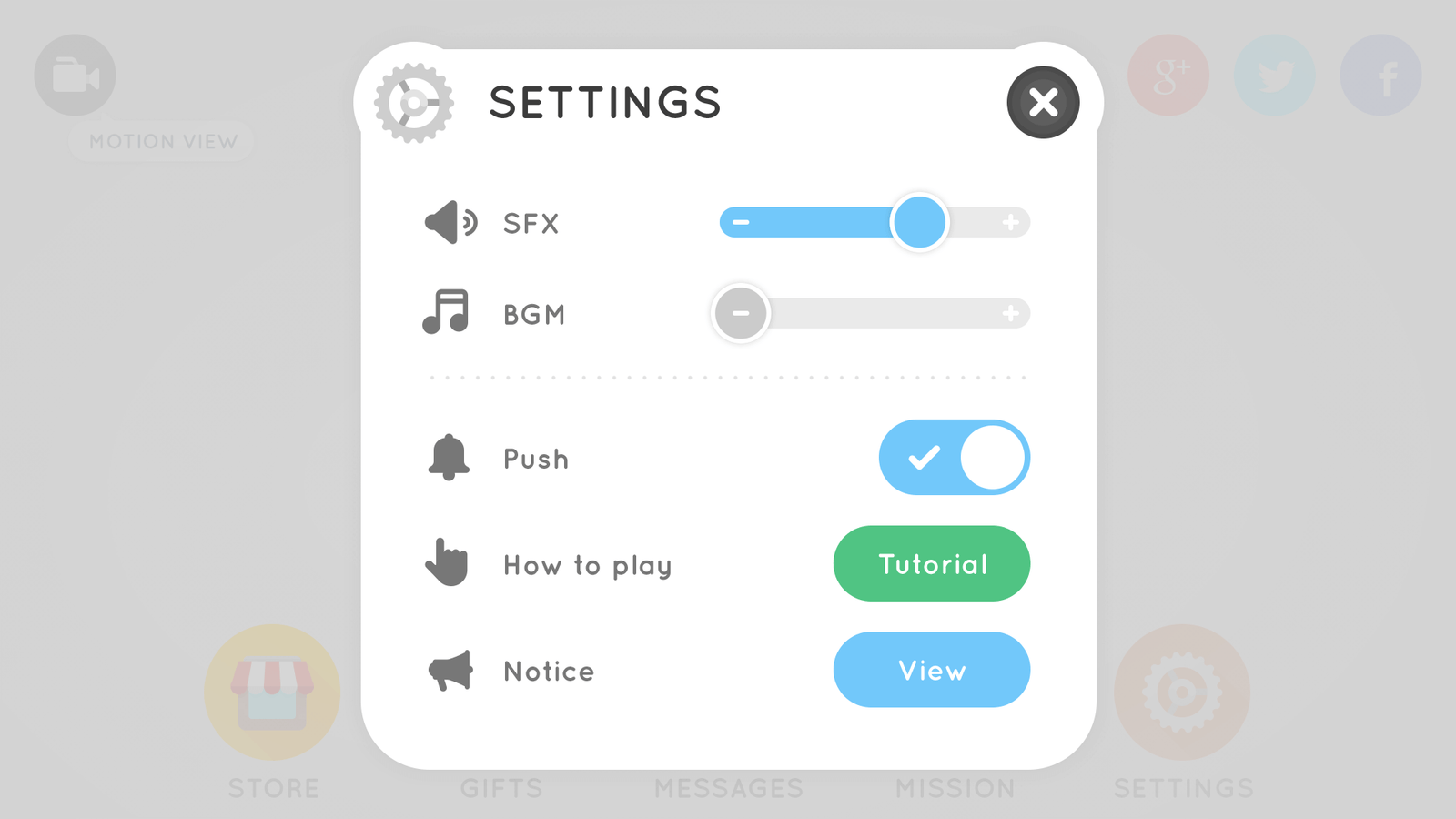 LAYERLAB Shop GUI interface with a simple round design, showing settings and customization options in a clean digital layout.