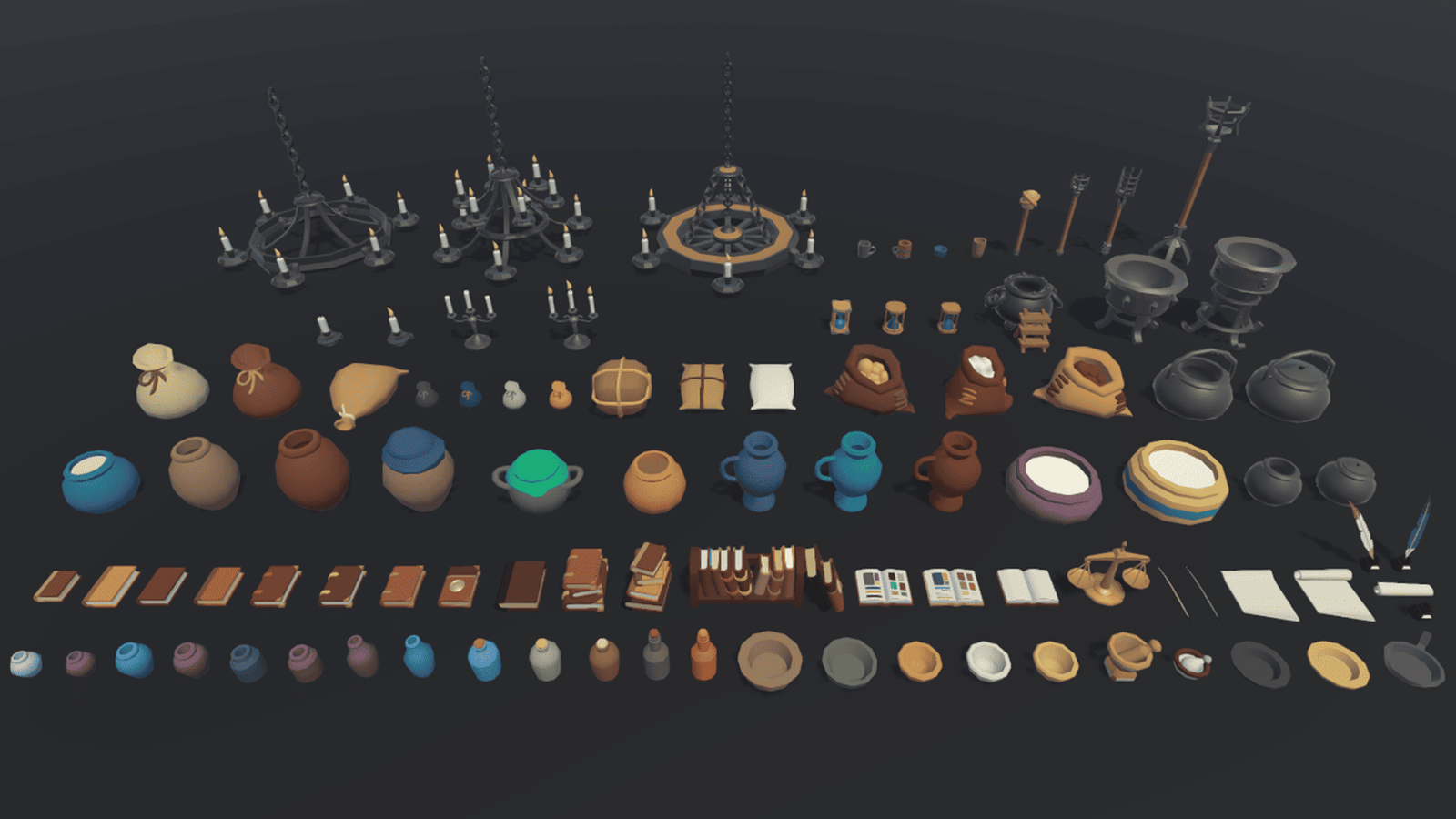 3D medieval props from LAYERLAB Shop, detailed castle, sword, shield, and medieval accessories in a realistic 3D render.