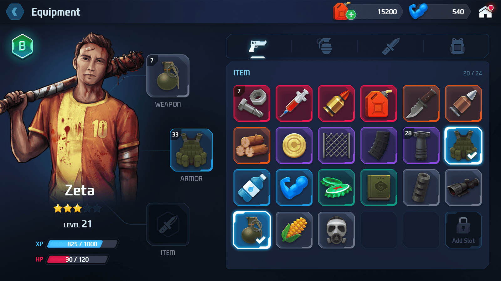 GUI Pro Survival Clean interface by LAYERLAB Shop showing equipment icons and cleanup tools on a dark background.