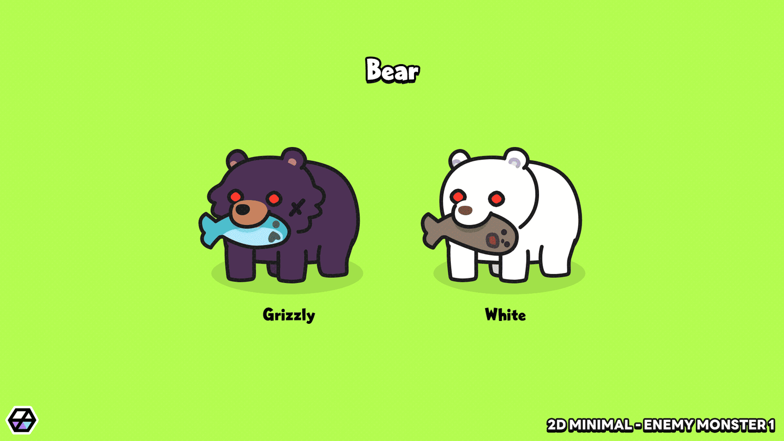 2D minimal enemy monster sprite – simple cartoon monster character for mobile and casual games
