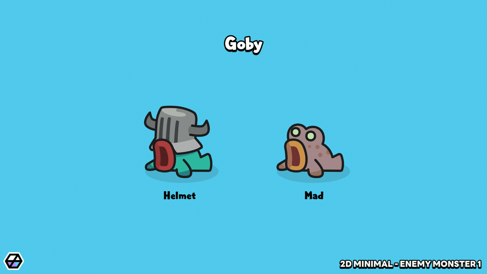 2D minimal enemy monster sprite – simple cartoon monster character for mobile and casual games