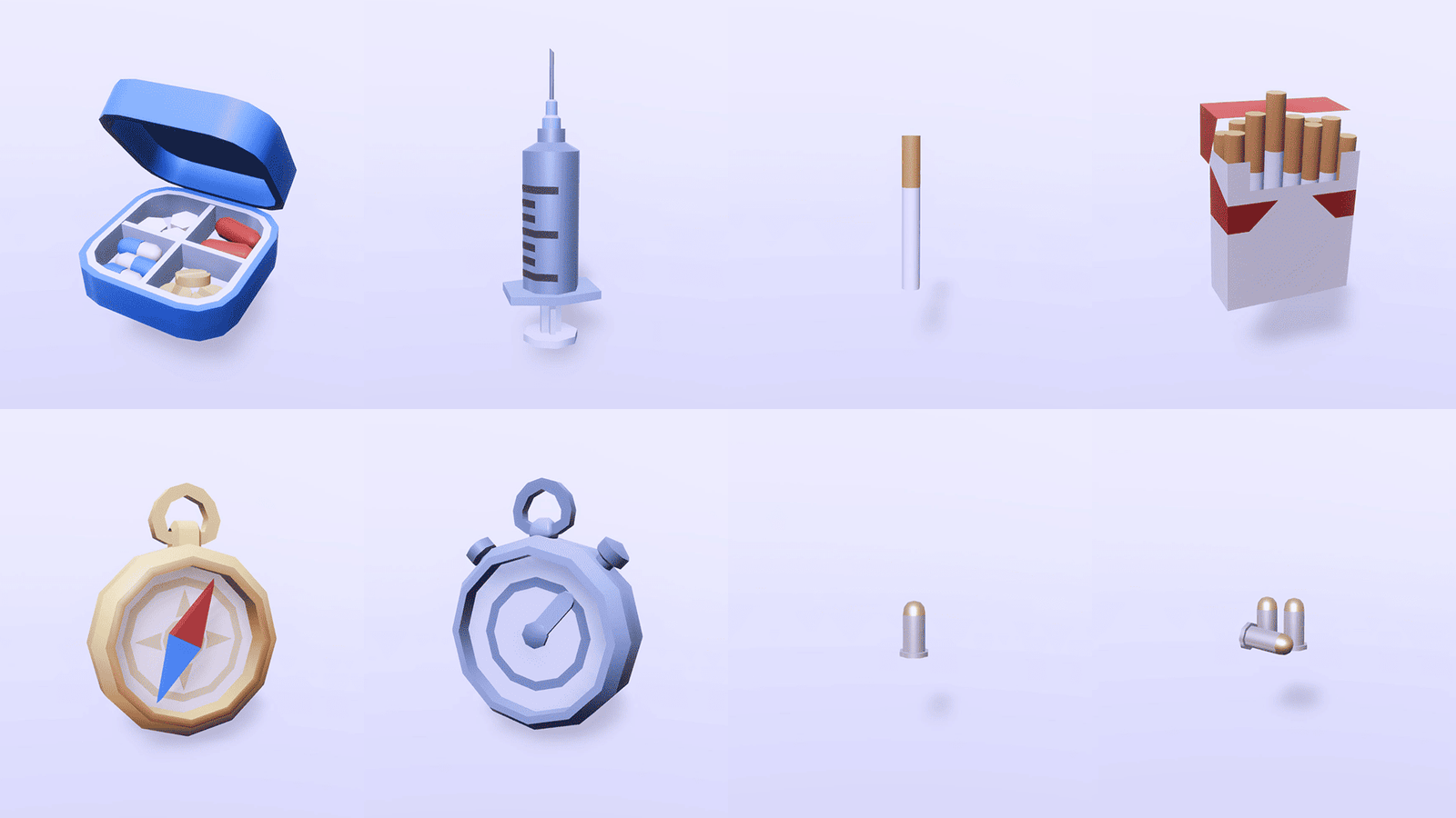 3D casual survival props by LAYERLAB Shop, detailed models of everyday survival gear and accessories for creative projects