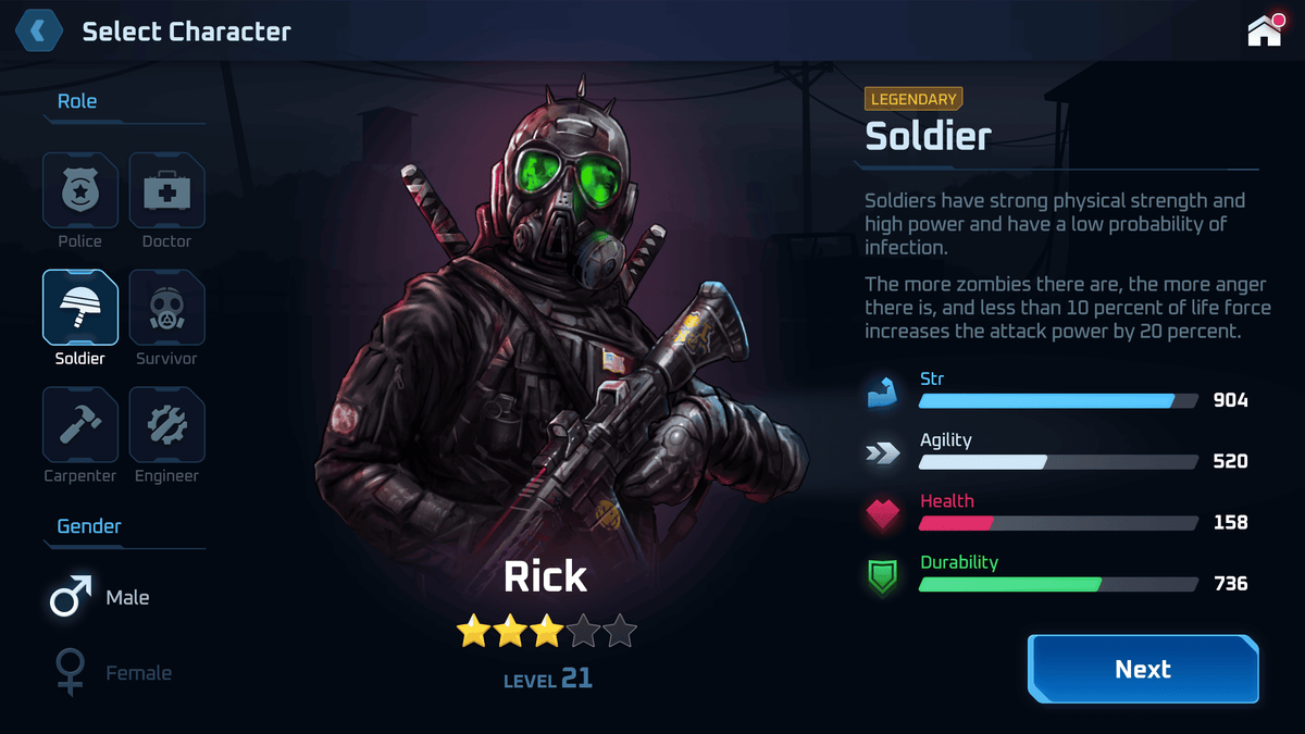 GUI Pro Survival Clean interface by LAYERLAB Shop, detailed character design on a clean digital interface screen.
