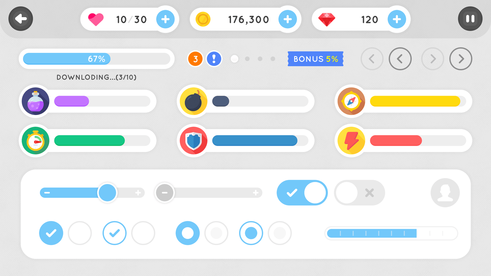 Simple round GUI interface component from LAYERLAB Shop, showing a clean, circular design for user interaction.