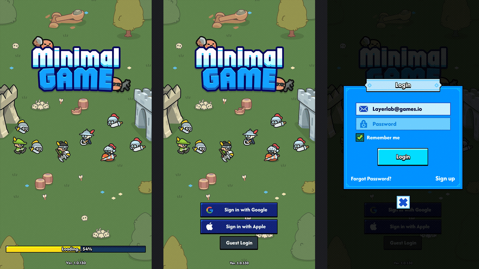 Minimal blue game interface design by LAYERLAB Shop for GUI Pro, featuring sleek layout and customizable PSD files.