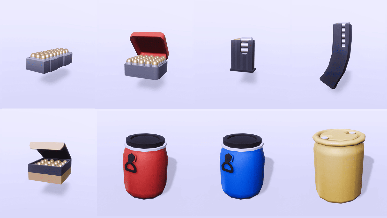 3D Casual Survival props by LAYERLAB Shop, featuring realistic survival gear and accessories on a neutral background