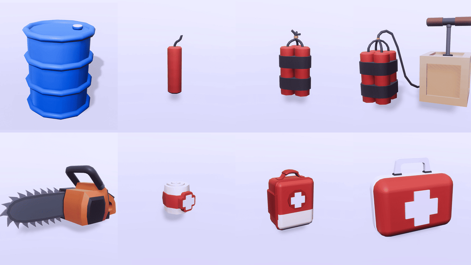 3D casual survival props from LAYERLAB Shop, featuring detailed survival gear and accessories in a realistic 3D design.