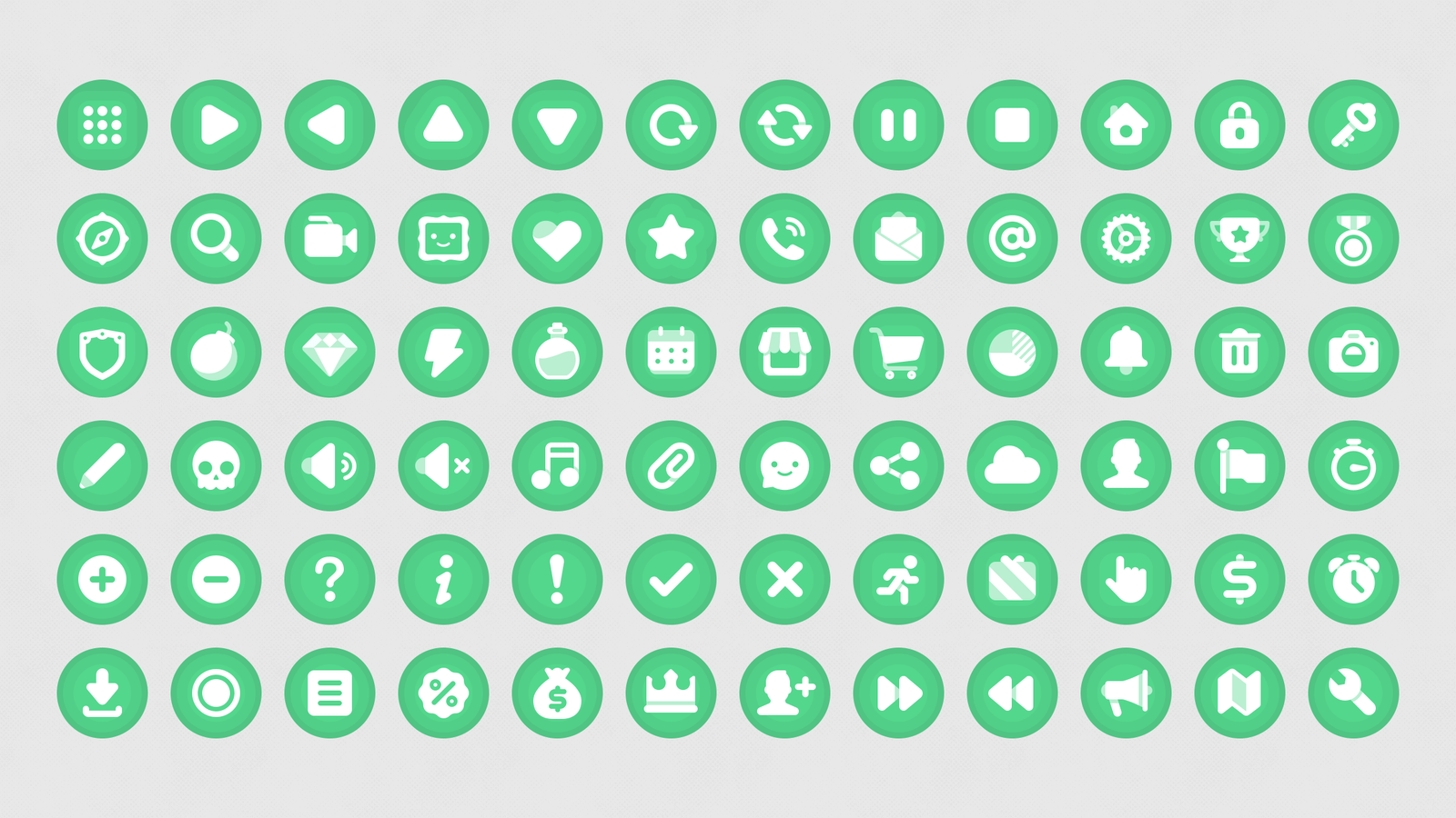 Green function button from LAYERLAB Shop's GUI simple round interface, featuring a clear, circular design with icon in the center.