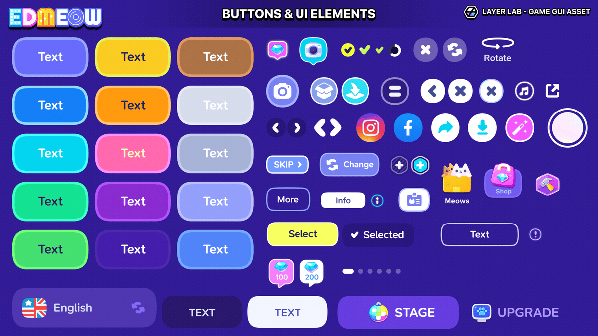 Neon2 interface design by LAYERLAB Shop featuring vibrant neon-style graphics and layered PSD file for customization.