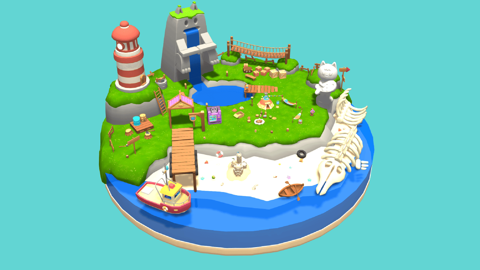 3D casual props island by LAYERLAB Shop, featuring colorful, detailed 3D island scene with tropical elements and vibrant textures.