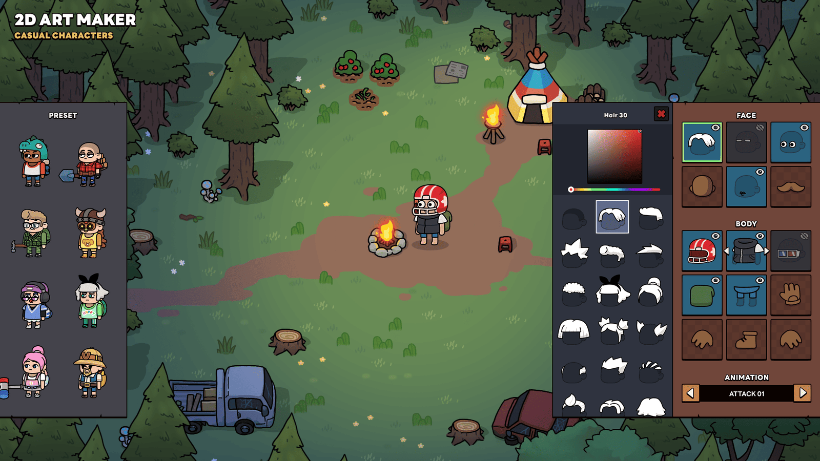 Casual character from 2D Art Maker by LAYERLAB Shop, showcasing a colorful, cartoon-style 2D character illustration.