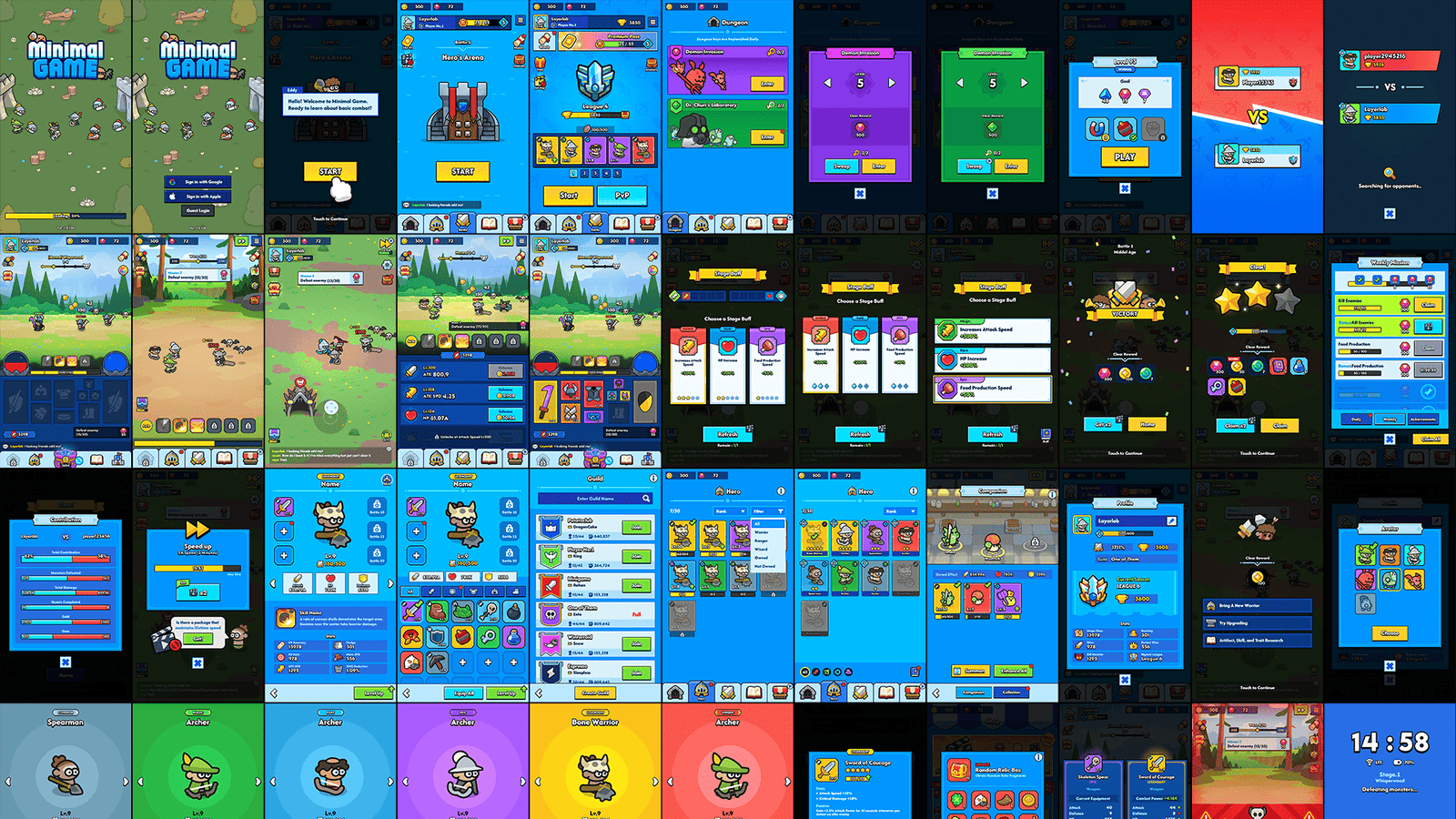 Minimal blue game interface by LAYERLAB Shop for GUI Pro, featuring sleek design and customizable PSD layers.