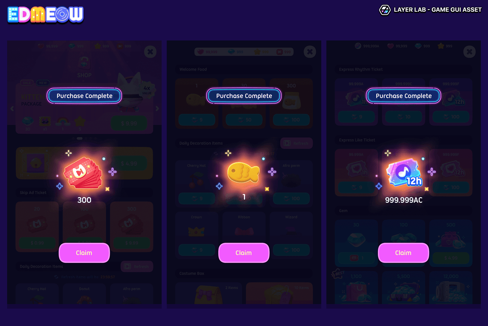 Neon2 interface design by LAYERLAB Shop, featuring vibrant neon-style graphics and layered PSD file for customization.