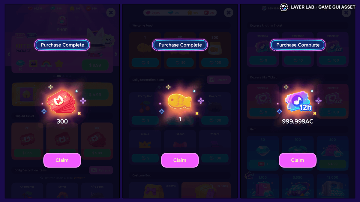 Neon2 interface design by LAYERLAB Shop, featuring vibrant neon-style graphics and layered PSD file for customization.