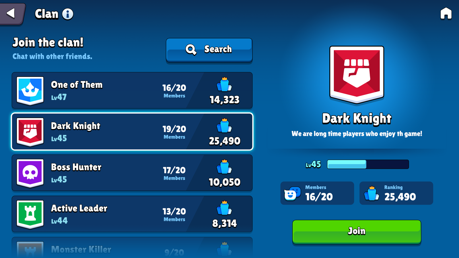 Screenshot of GUI Pro casual game interface for 내 스토어, featuring clan elements and game design visuals.
