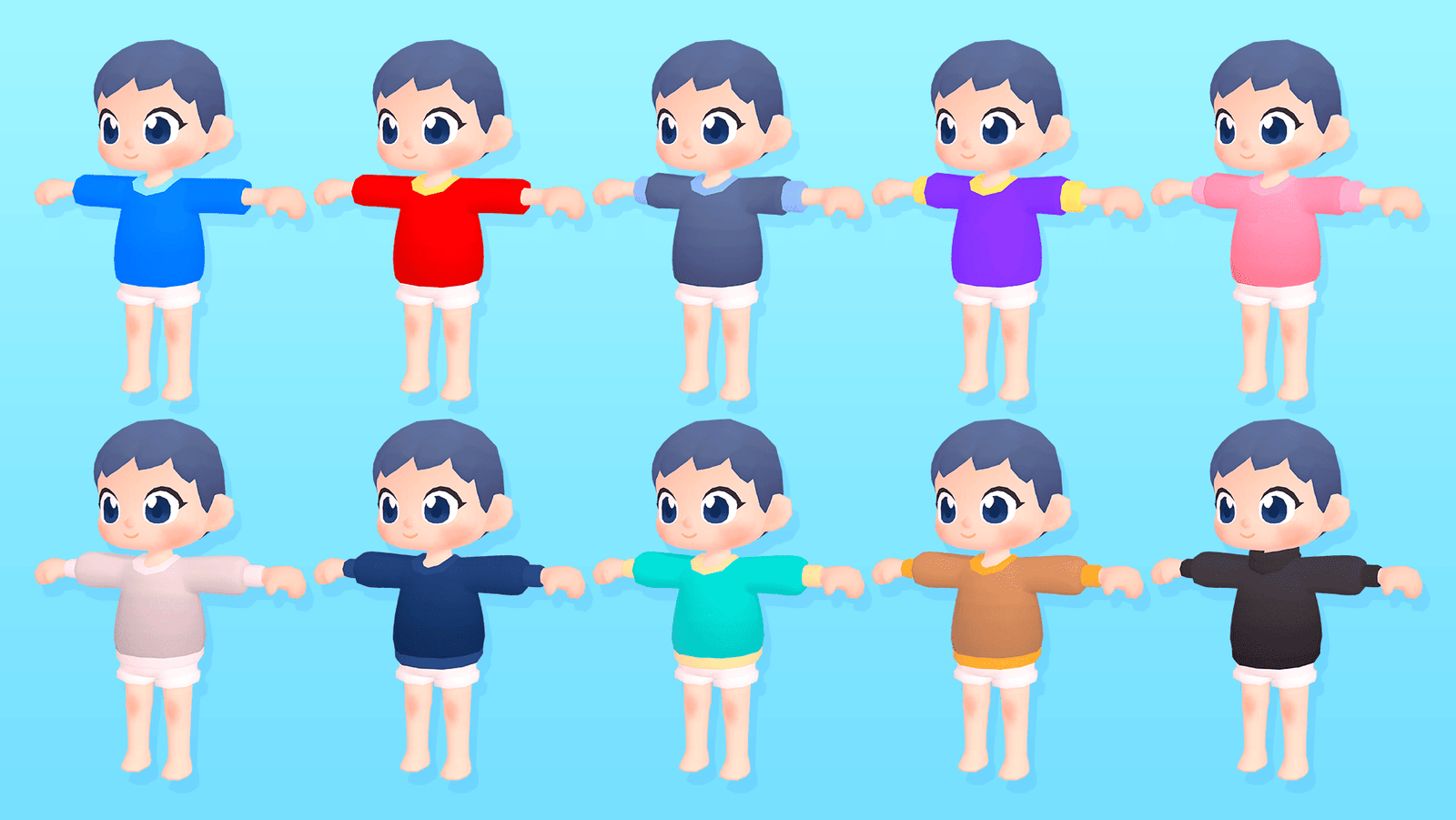 3D Casual Characters by LAYERLAB Shop featuring diverse animated figures with detailed clothing and expressive poses.
