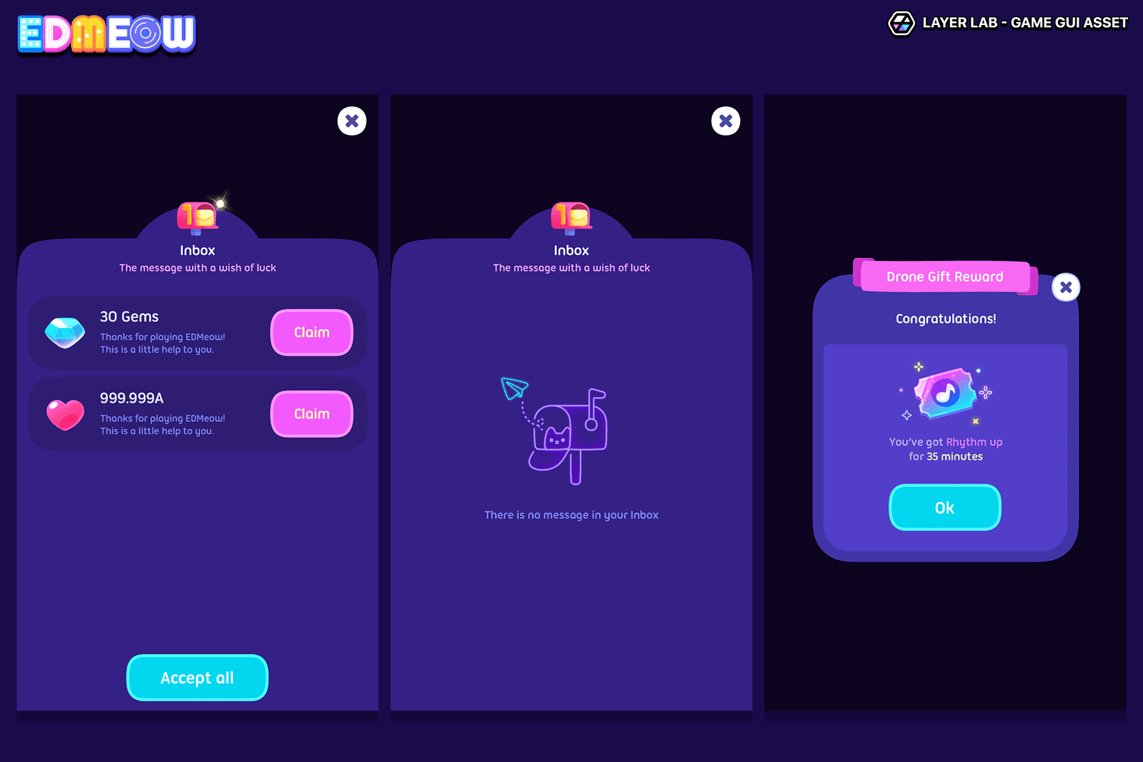 Neon2 interface design by LAYERLAB Shop, featuring vibrant neon-style elements and layered PSD file for customization.