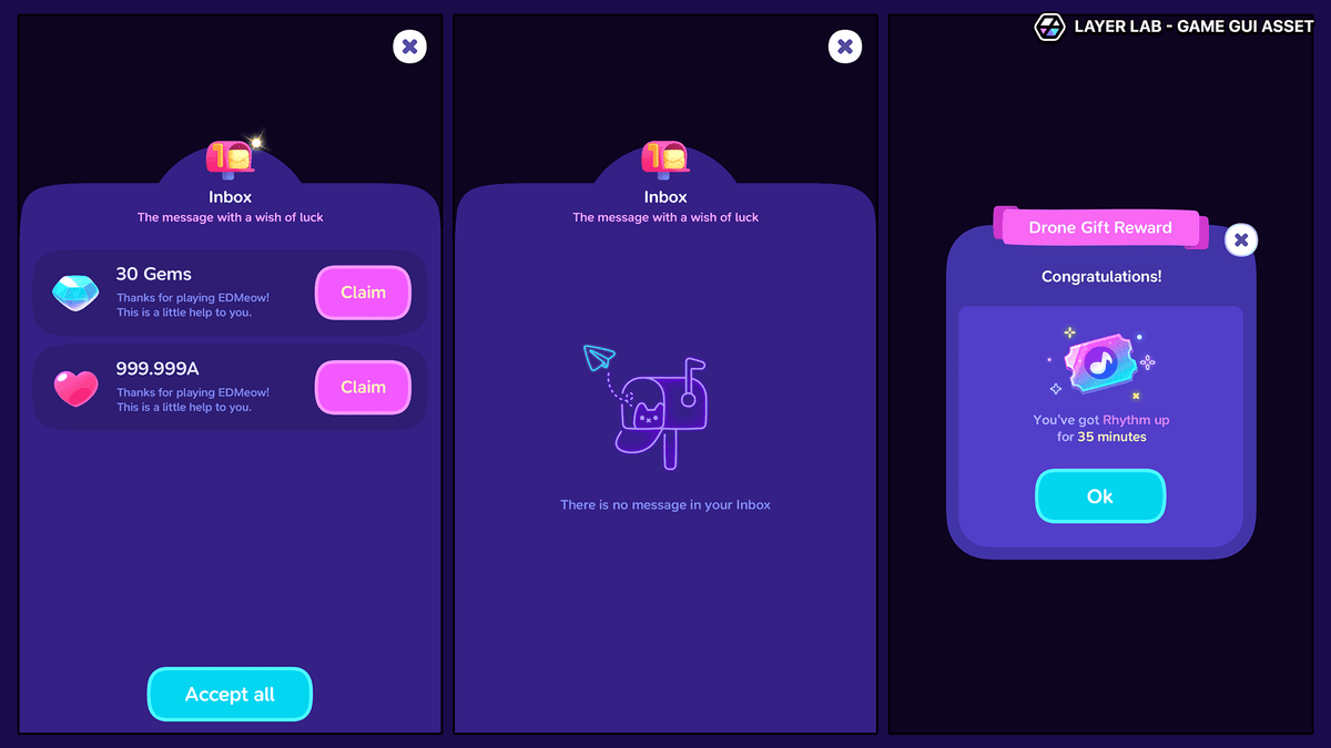 Neon2 interface design by LAYERLAB Shop, featuring vibrant neon-style elements and layered PSD file for customization.