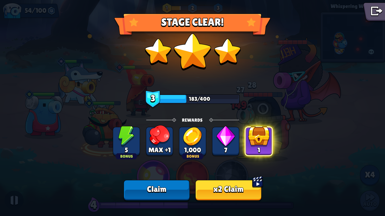 Screenshot of GUI Pro casual game interface showing game result screen with score and options, designed by 내 스토어.