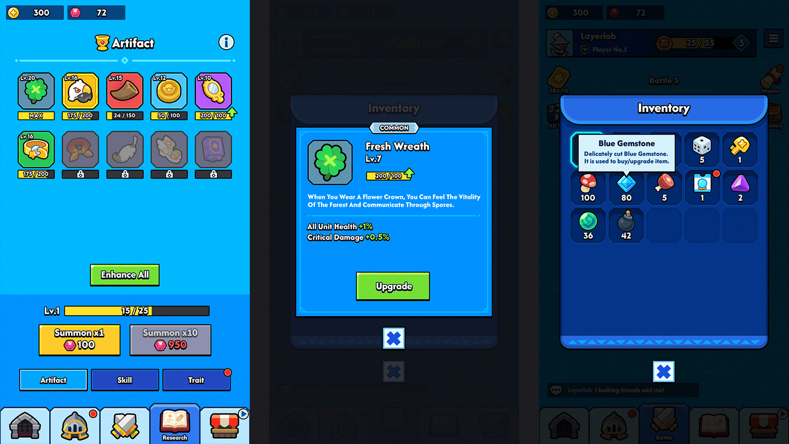 Minimal blue game interface design by LAYERLAB Shop for GUI Pro, featuring clean layout and customizable PSD files.