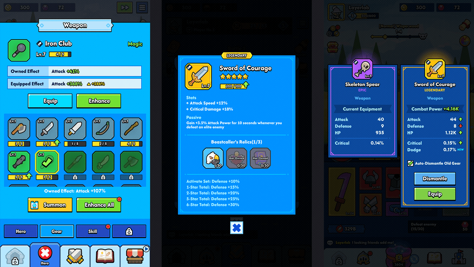 Minimal blue GUI Pro game interface by LAYERLAB Shop, featuring sleek design elements and customizable PSD layers.