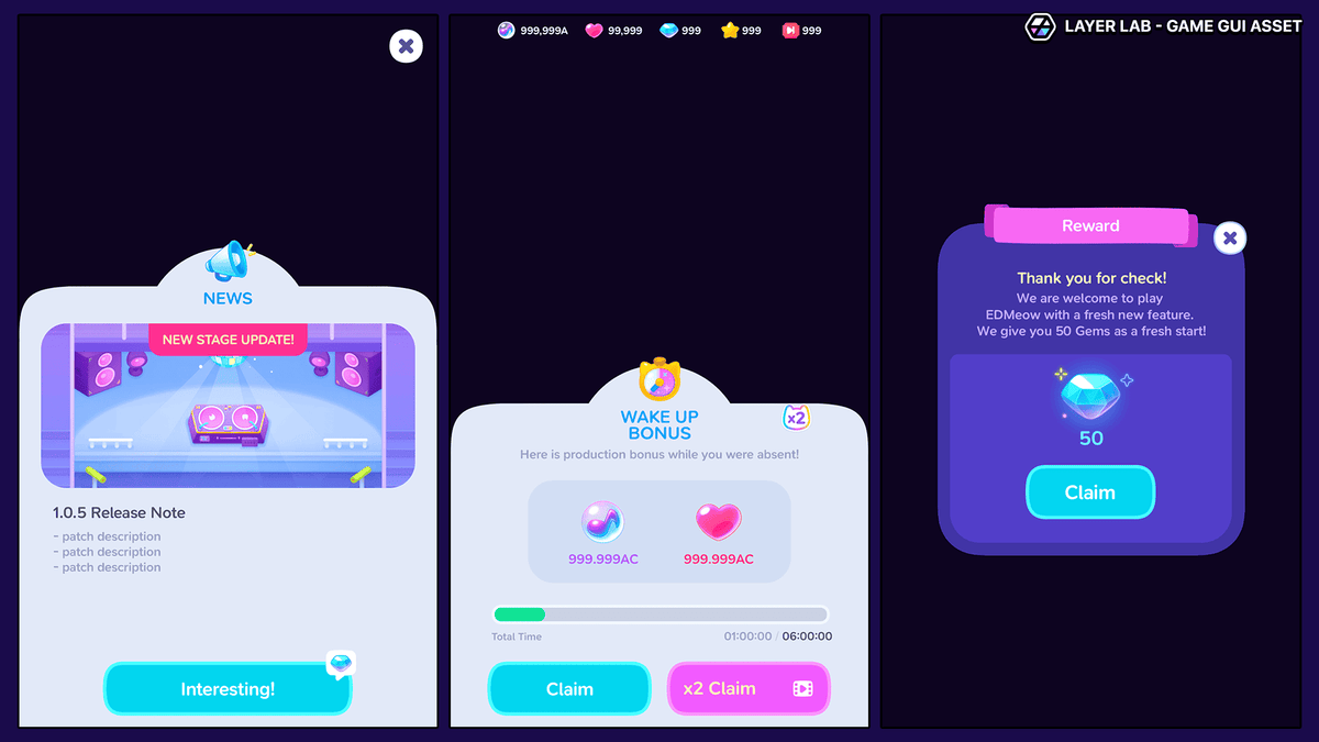 Neon2 interface by LAYERLAB Shop featuring vibrant neon-style design elements on a digital interface screen.