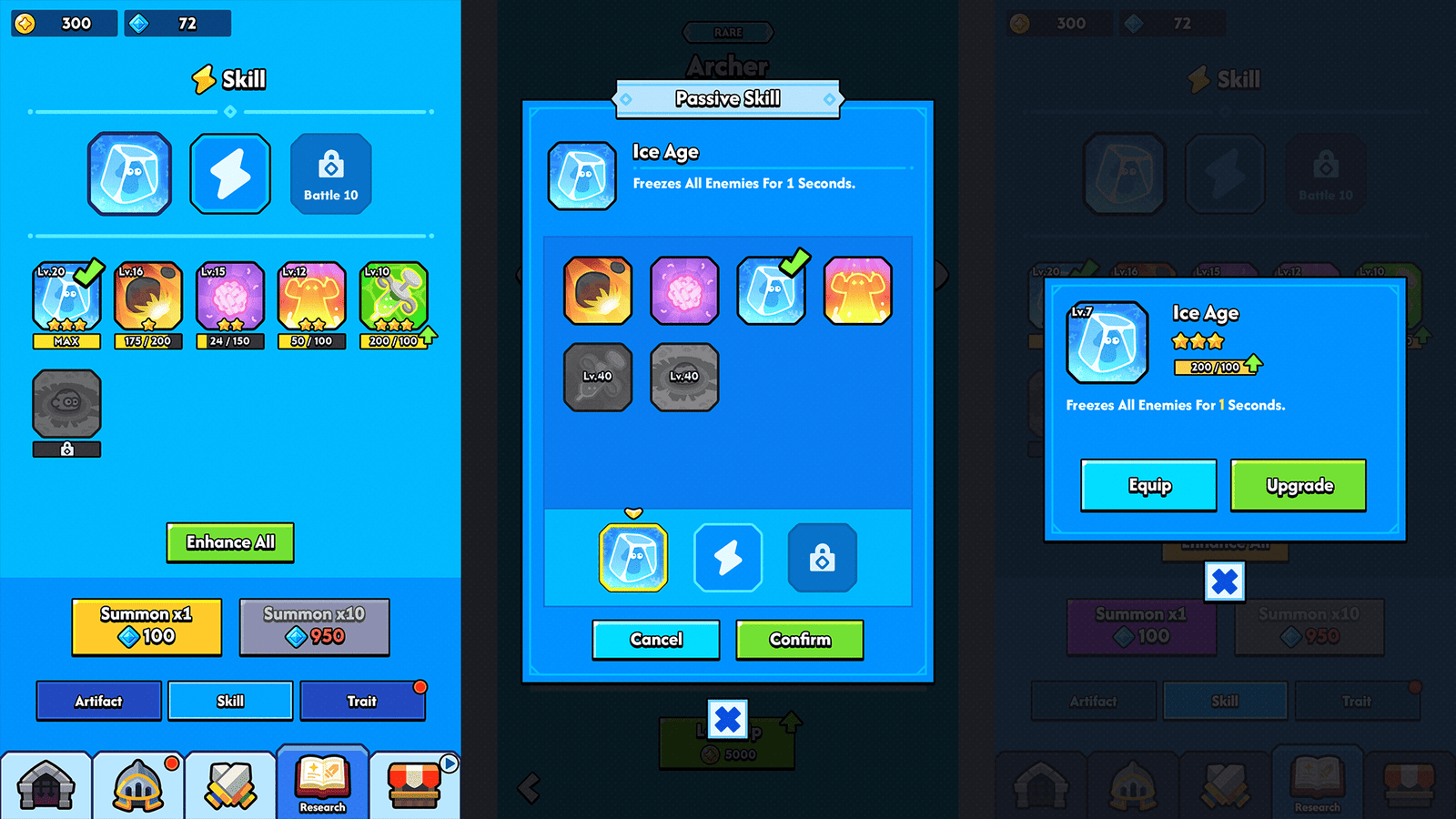 Minimal blue GUI interface by LAYERLAB Shop for game design, includes PSD files, modern and sleek game UI elements.