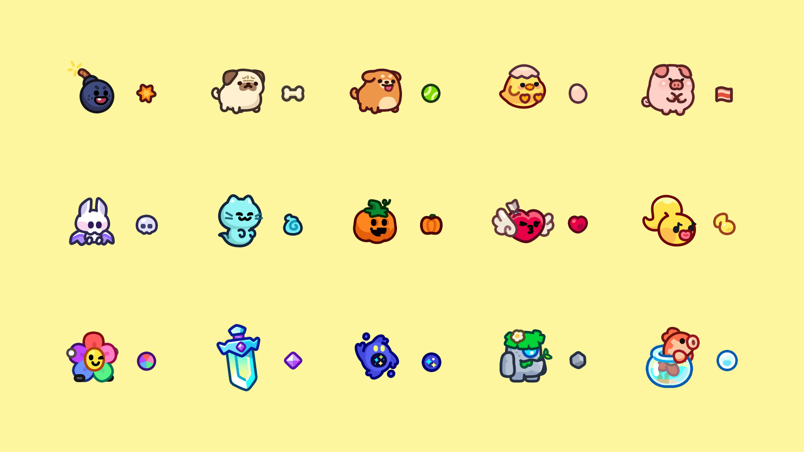 LayerLab 2D pet character collection with multiple cute animals designed for idle and mobile games