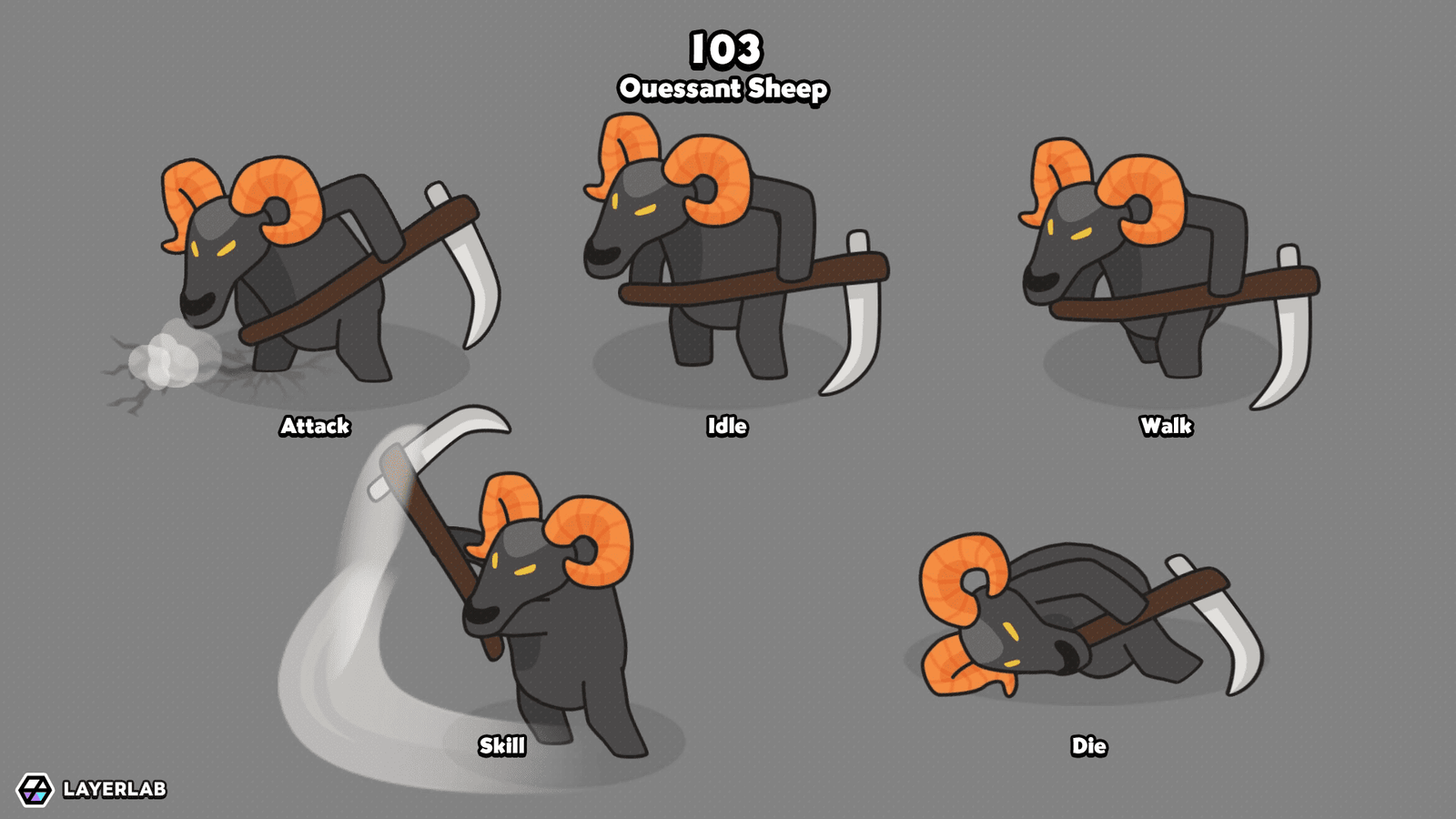 2D Minimal Boss Monsters character illustration by LAYERLAB Shop, featuring a stylized monster design in a minimal art style.