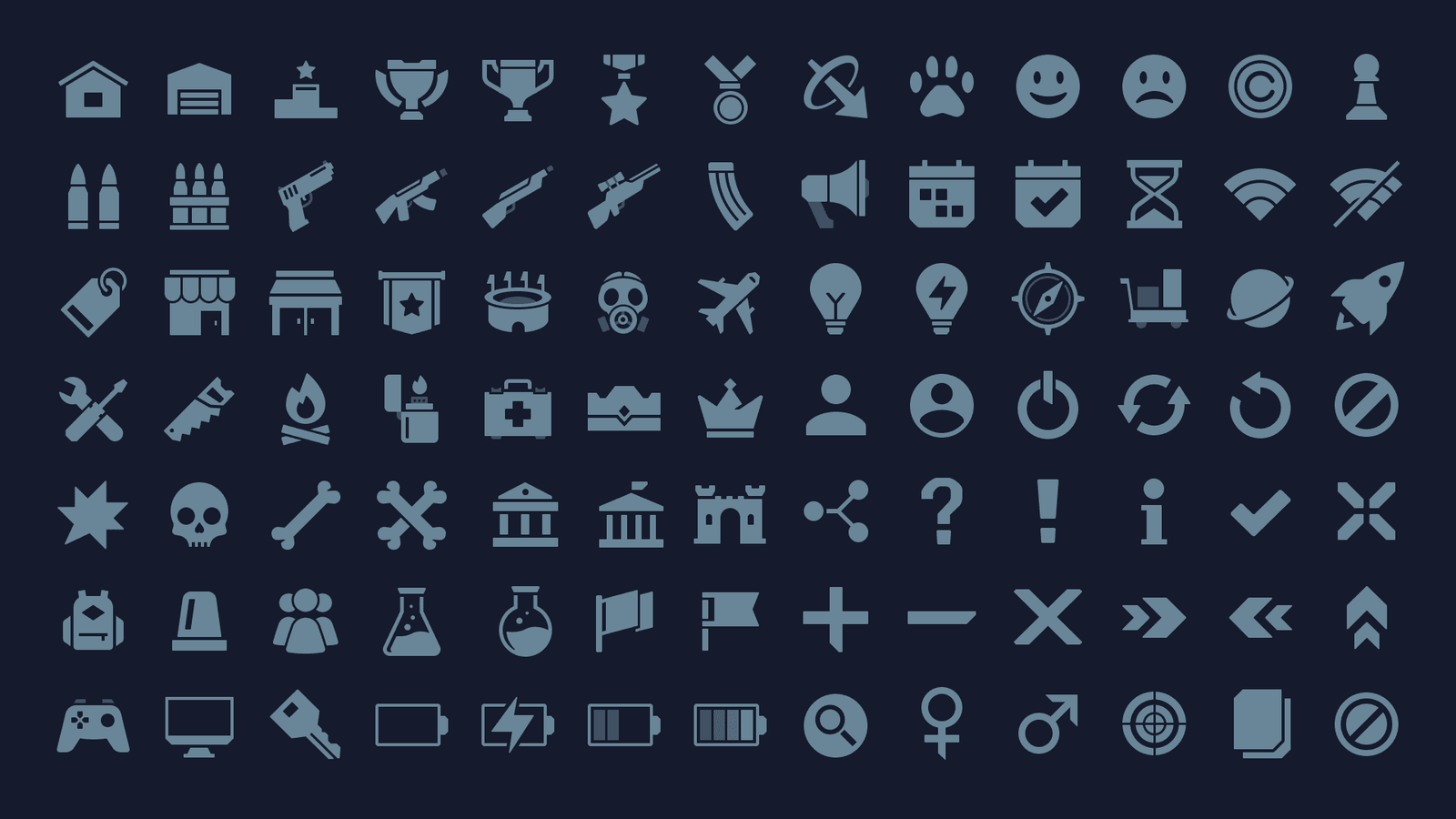 Set of 2D survival icons from LAYERLAB Shop, featuring images like first aid, camping, and emergency symbols in the pictogram pack.