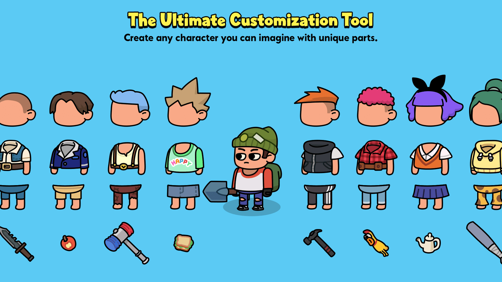 Casual 2D character art created by LAYERLAB Shop, featuring a colorful, stylized cartoon character for digital design projects.