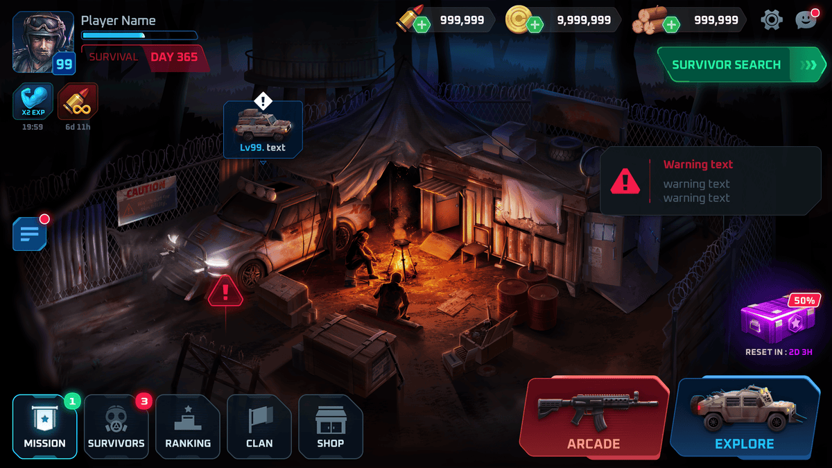LayerLab Shop GUI Pro Survival Clean interface screenshot showing lobby main screen with clean, modern design elements.