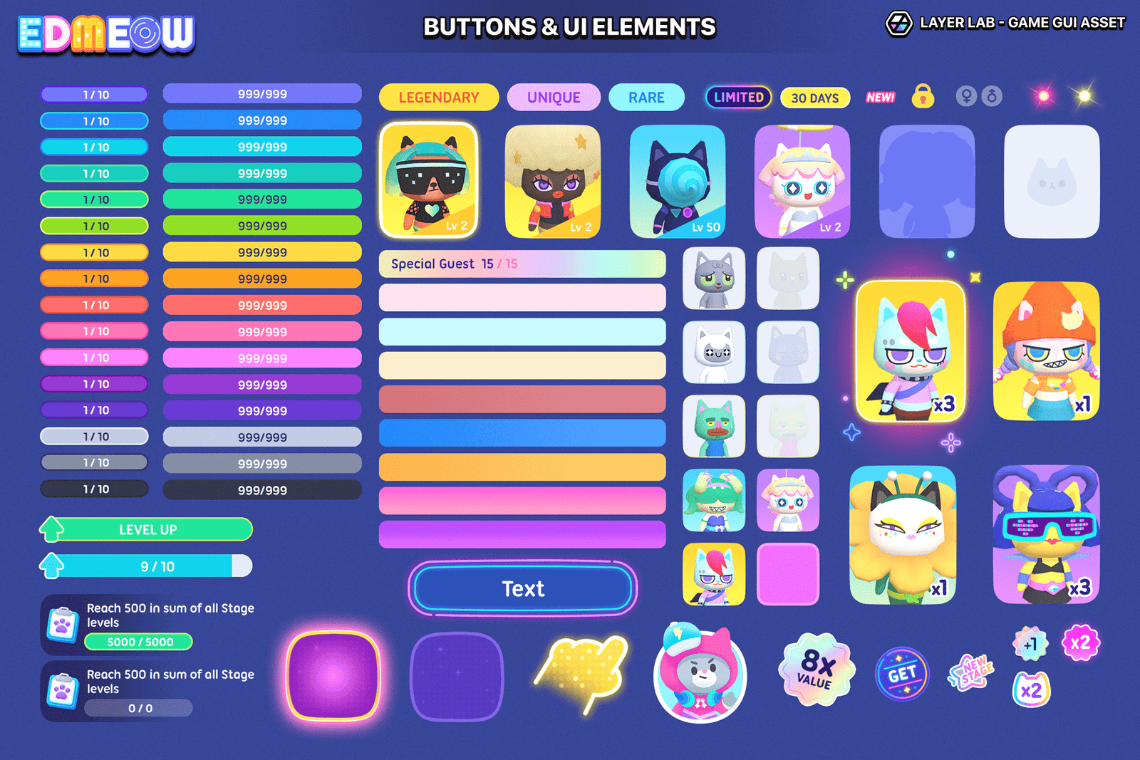 Neon2 interface by LAYERLAB Shop, featuring vibrant neon-style design elements on a digital interface screen.