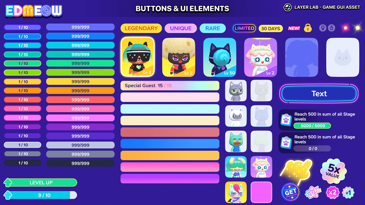 Neon2 interface by LAYERLAB Shop, featuring vibrant neon-style design elements on a digital interface screen.