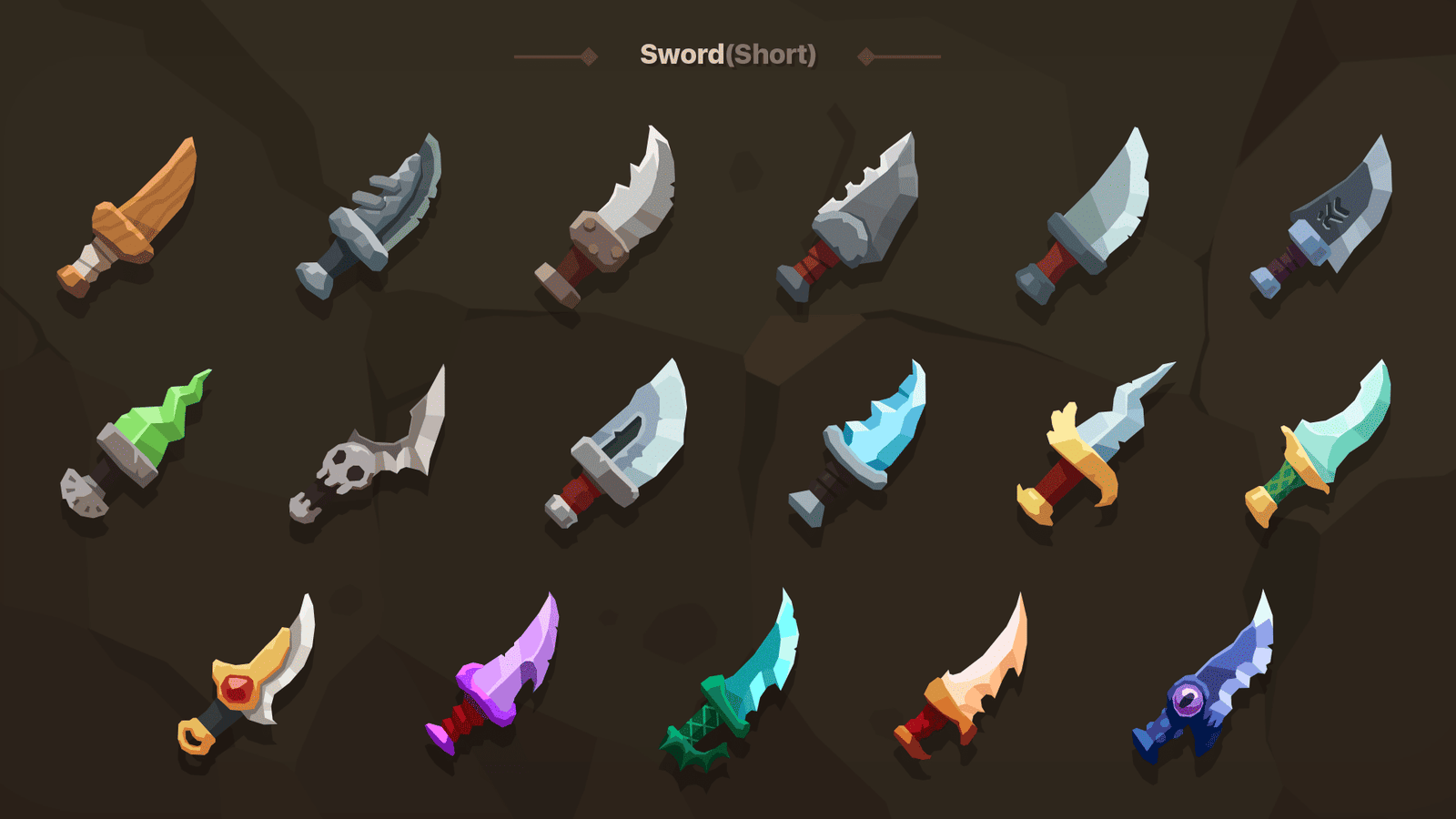 2D casual weapon icons by LAYERLAB Shop showcasing various stylized weapon illustrations in a digital icon set.