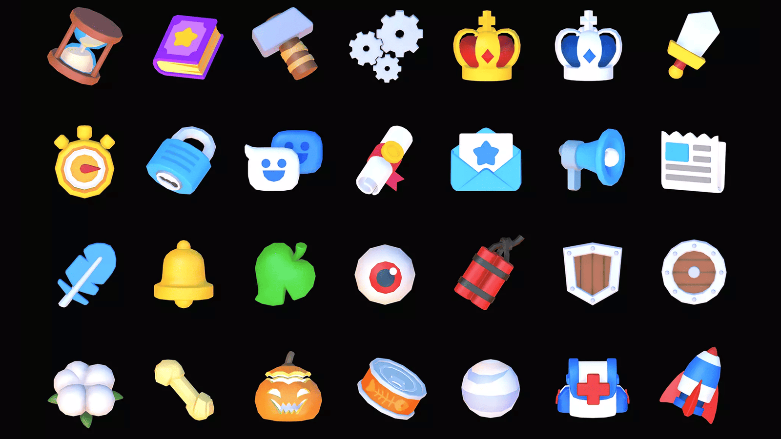 3D icons set by LAYERLAB Shop featuring basic game-themed designs on a white background.