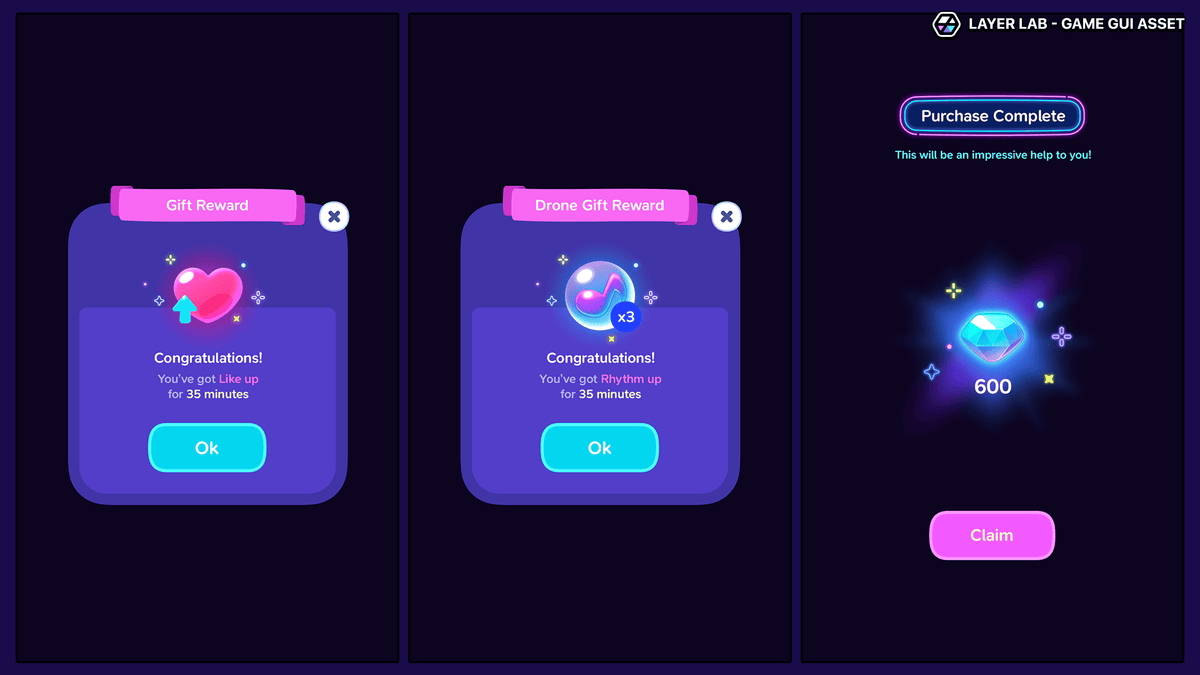 Neon2 interface design by LAYERLAB Shop, featuring vibrant neon style elements and layered PSD file for customization.