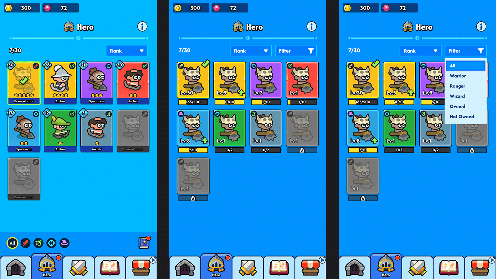 Minimal blue game interface design by LAYERLAB Shop for GUI Pro, featuring clean layout and customizable PSD files.