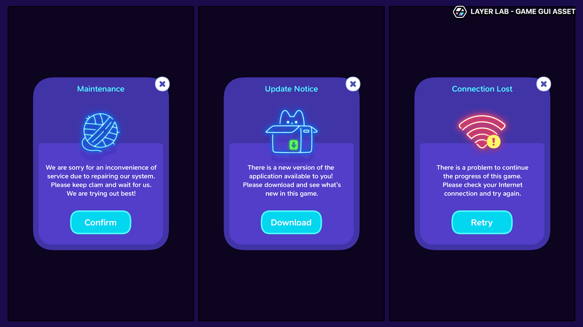 Neon2 interface design by LAYERLAB Shop with vibrant neon elements and layered PSD file, displayed in the image.