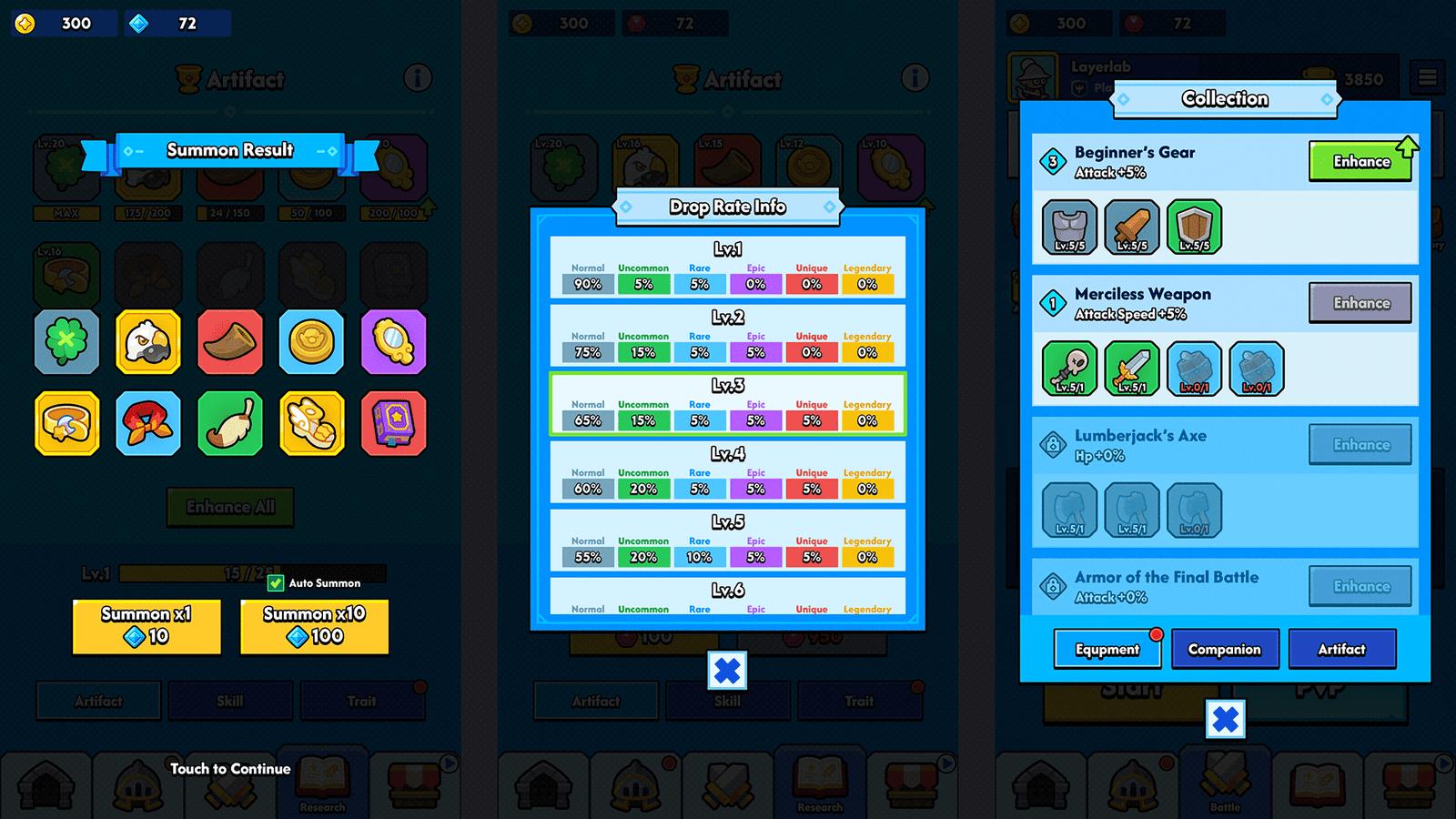 Minimal blue GUI pro interface by LAYERLAB Shop featuring sleek game design elements and customizable PSD layers.