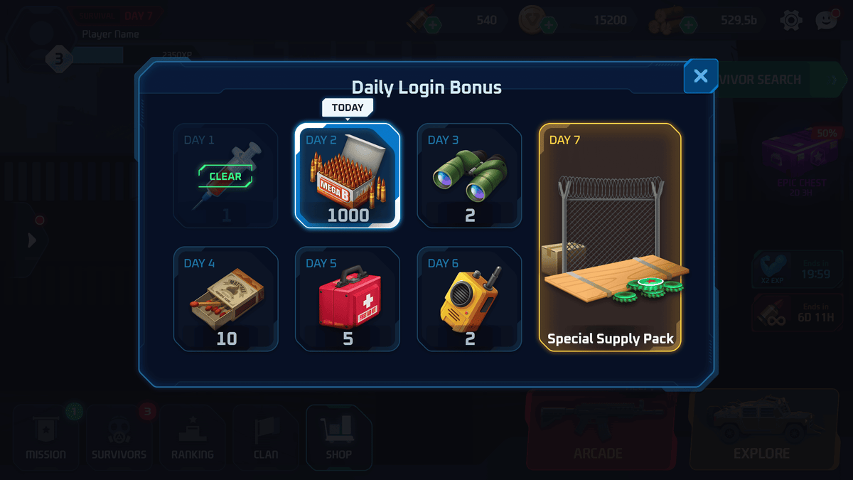 Interface screenshot titled GUI Pro - Survival Clean (+PSD) by LAYERLAB Shop, showing design elements and layout details.