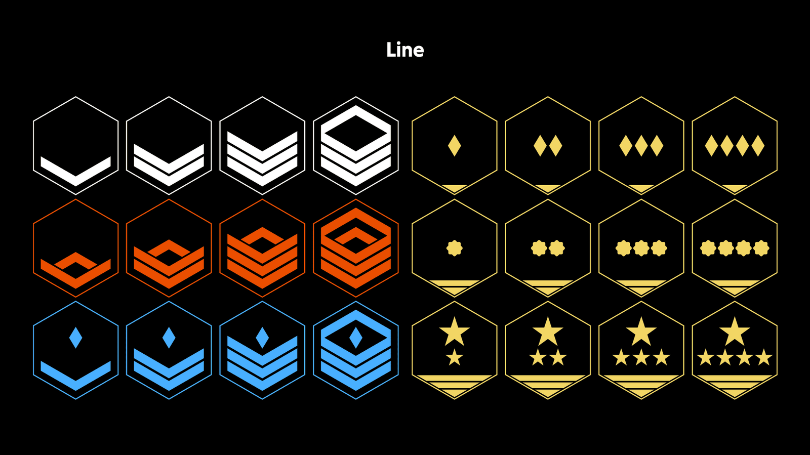 Set of LAYERLAB Shop 2D space rank icons featuring various celestial symbols on a transparent background.