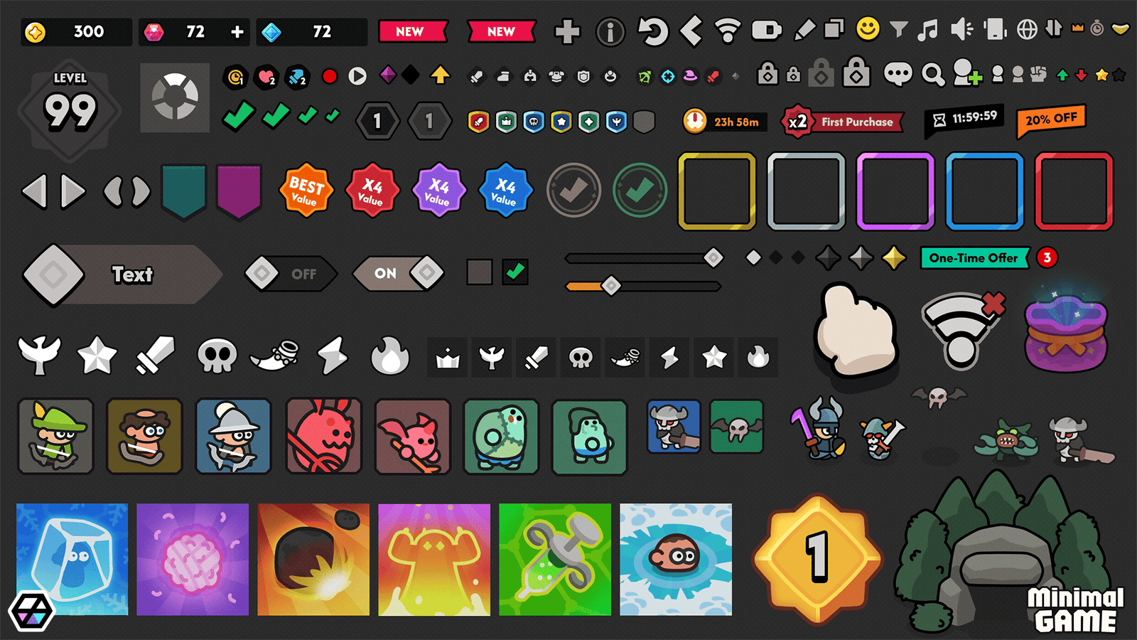 Minimal dark game interface by LAYERLAB Shop, featuring sleek, dark-themed GUI elements for immersive gaming experiences.