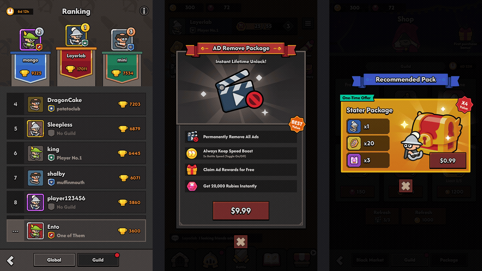 Dark minimal game interface by LAYERLAB Shop, featuring sleek, dark-themed design with intuitive controls and modern visual elements.