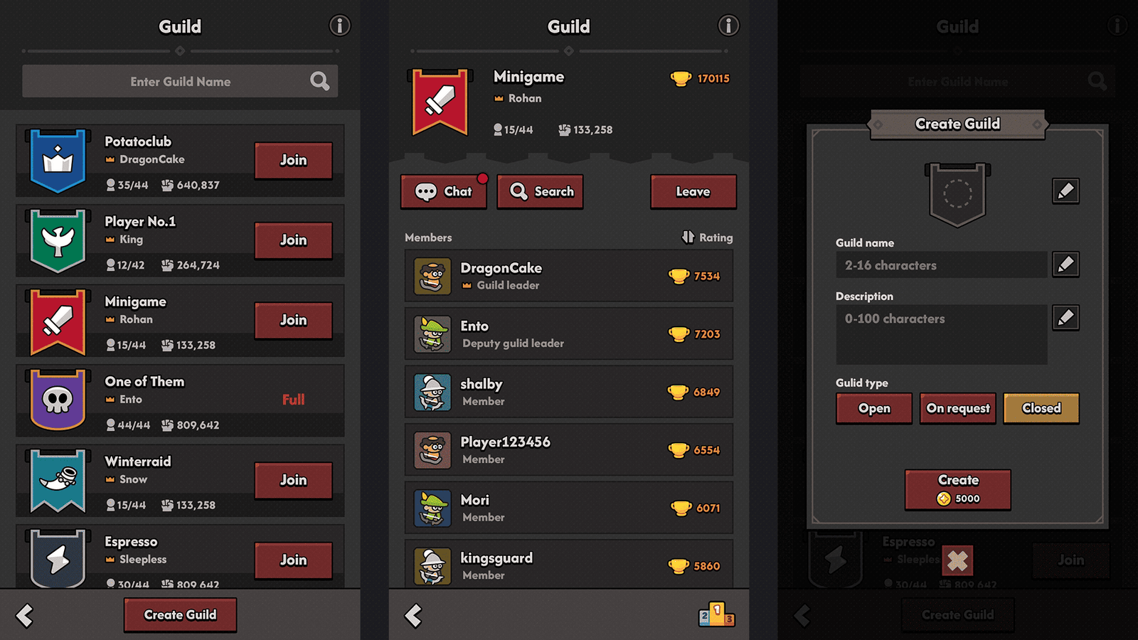 Dark minimal game interface design by LAYERLAB Shop, featuring sleek dark-themed graphics and clean layout elements.