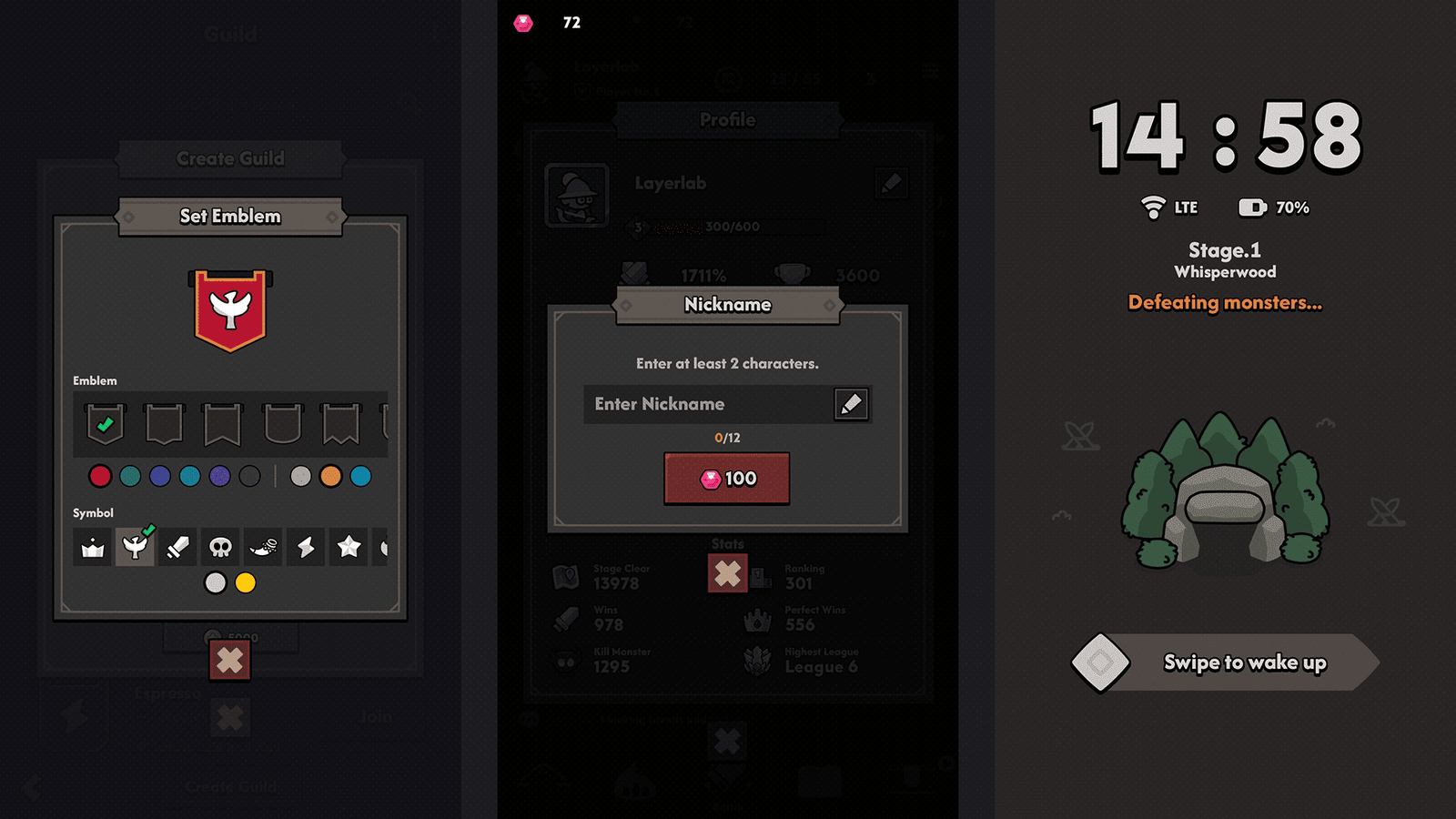 Minimal dark game interface by LAYERLAB Shop, featuring sleek, modern design elements for immersive gaming visuals.