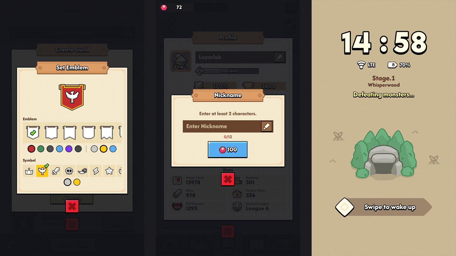 Minimal game light interface design for GUI Pro by LAYERLAB Shop, featuring sleek, modern interface elements on a dark background.