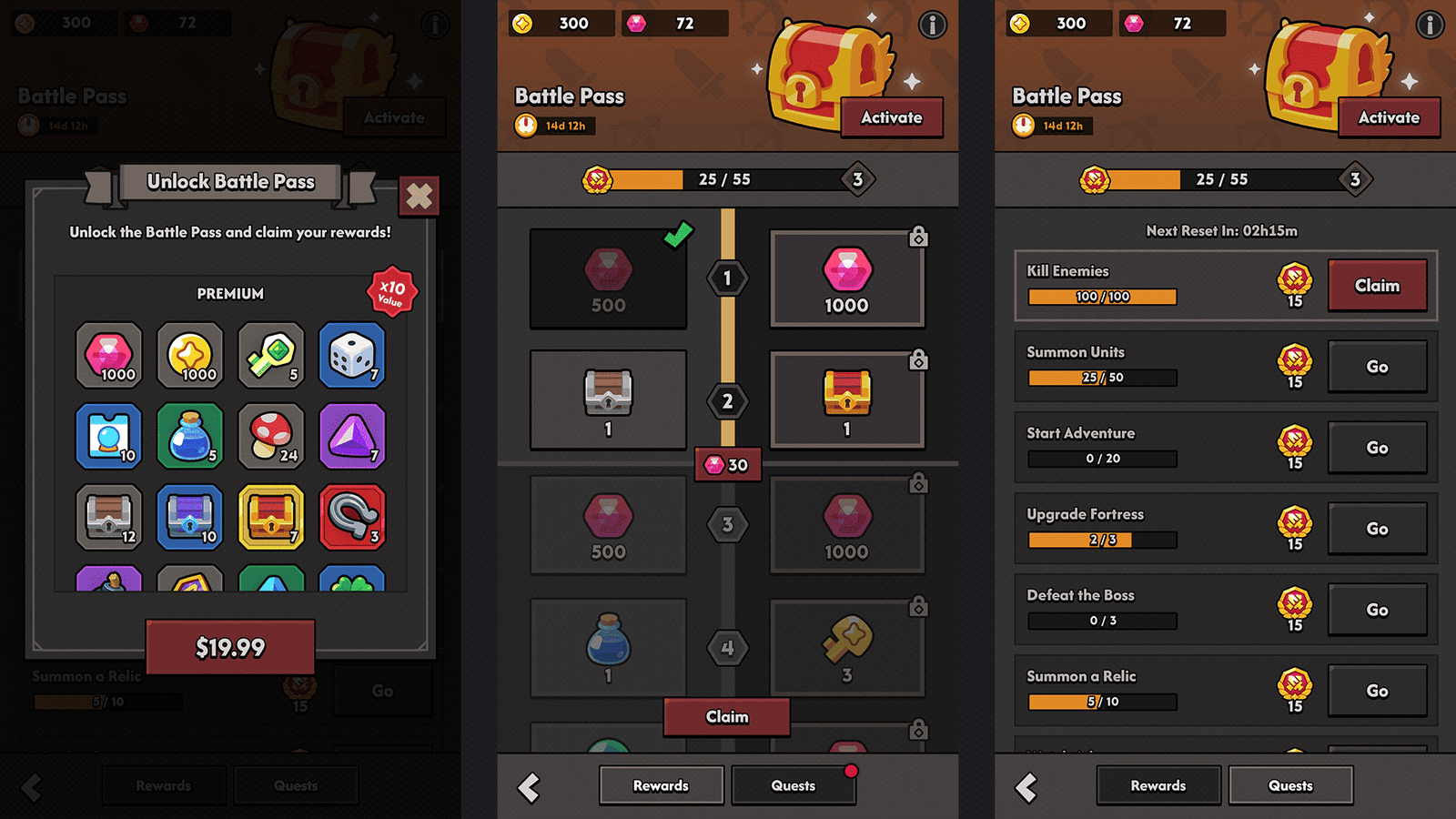 Dark-themed minimal game interface by LAYERLAB Shop, GUI Pro for sleek, modern gaming UI design visuals.