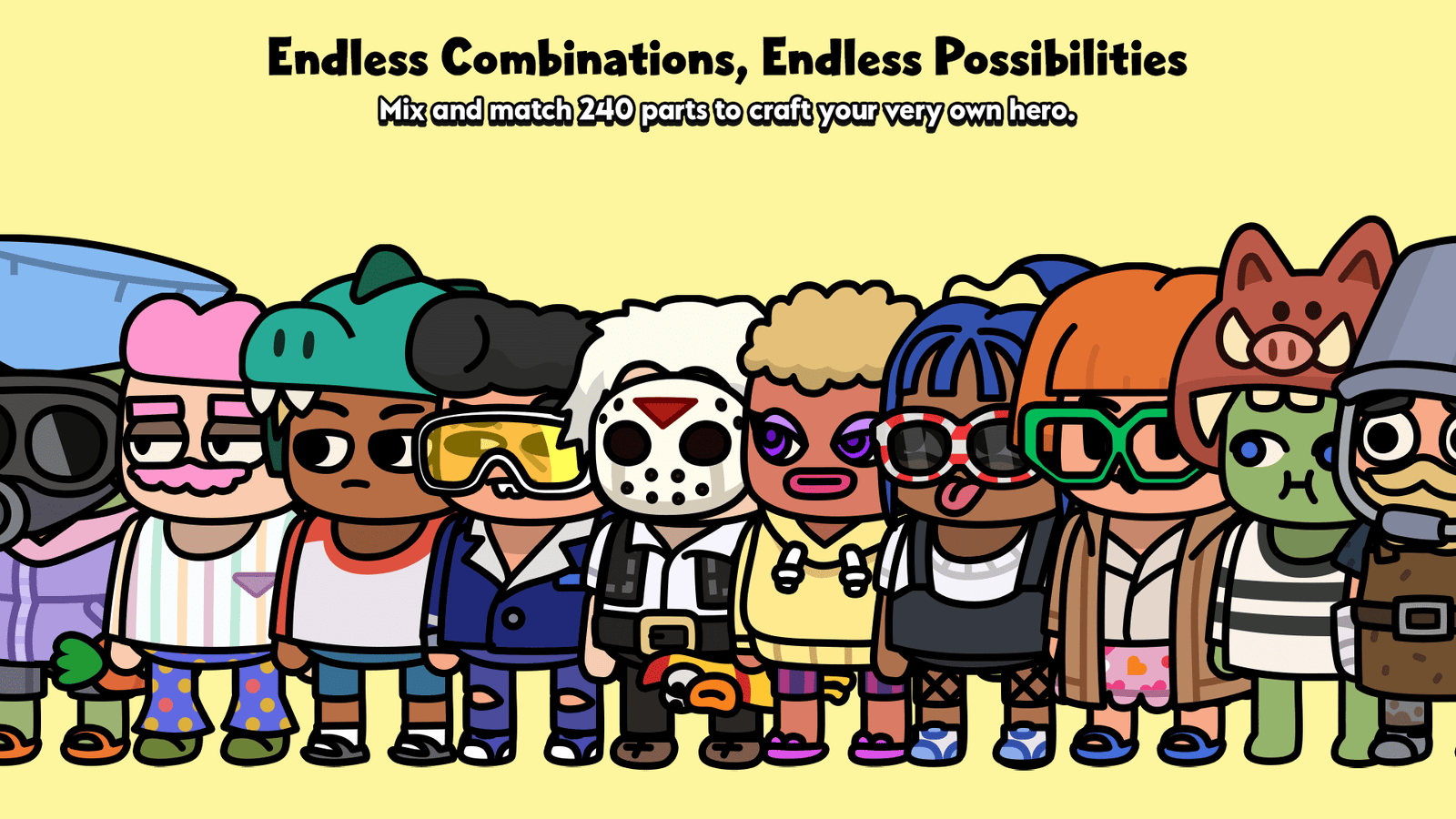Casual character 2D art created by LAYERLAB Shop, featuring a colorful, cartoon-style figure with expressive features.