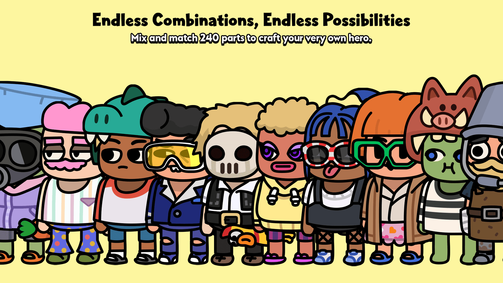 Casual character 2D art created by LAYERLAB Shop, featuring a colorful, cartoon-style figure with expressive features.
